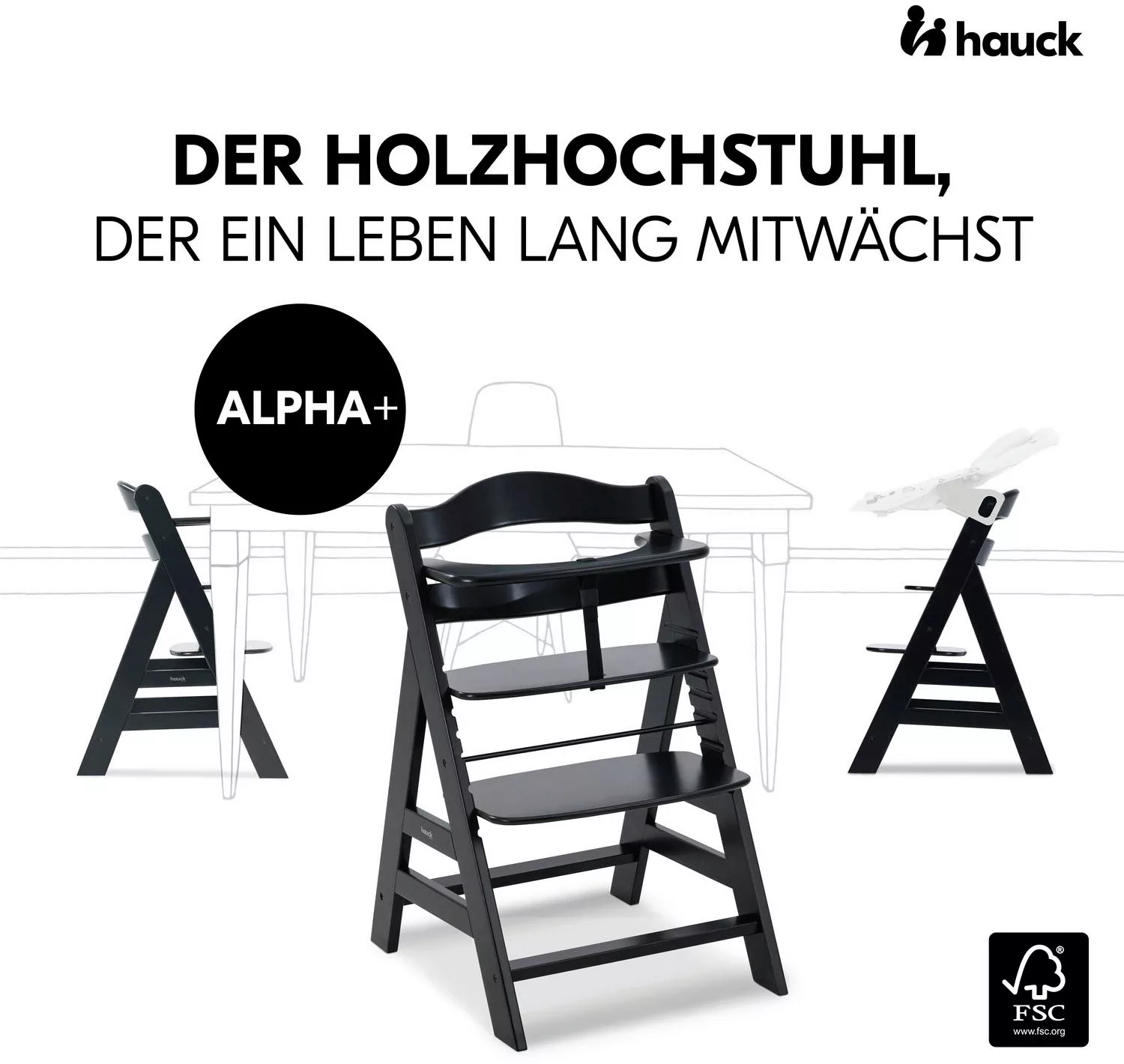 Hauck Hochstuhl »Alpha+, Black«, FSC® - schützt Wald - weltweit günstig online kaufen