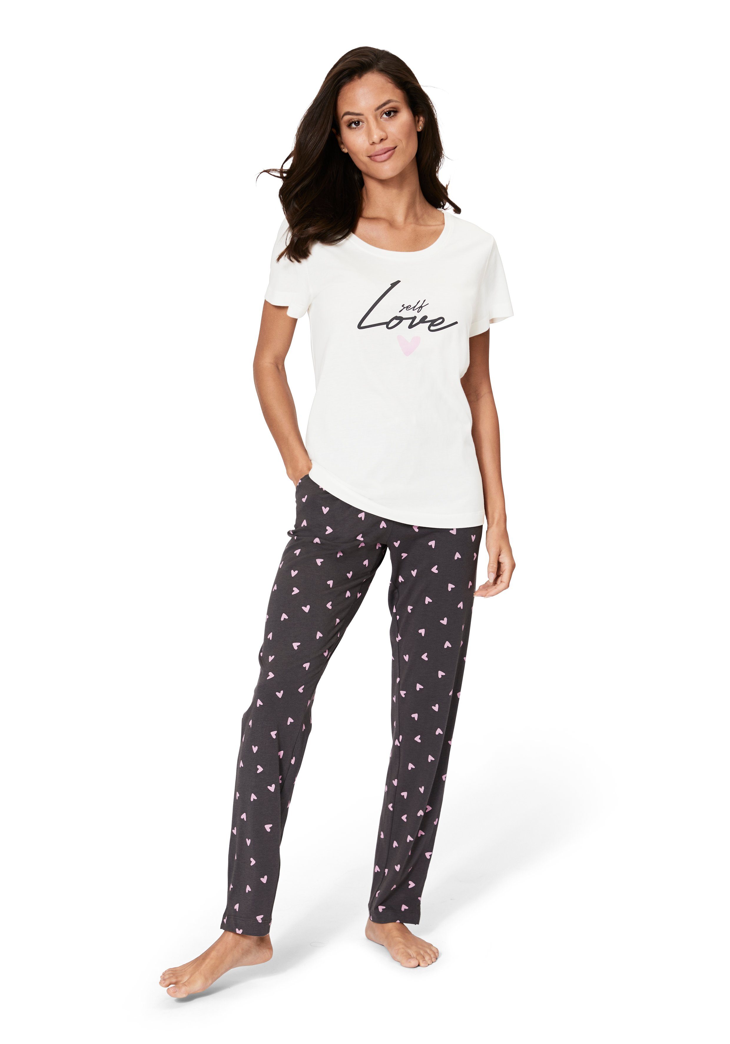 s.Oliver Pyjama (2 tlg) mit Herzchendruck günstig online kaufen