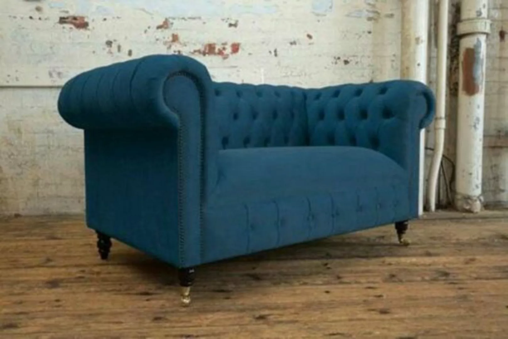 JVmoebel Chesterfield-Sofa, Design Sofa 2 Sitzer Chesterfield Stoff Couch S günstig online kaufen