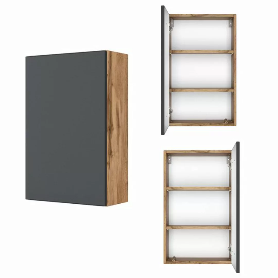 Lomadox Hängeschrank Badezimmer 40 cm in Wotaneiche Nb. mit matt grau, BxHx günstig online kaufen