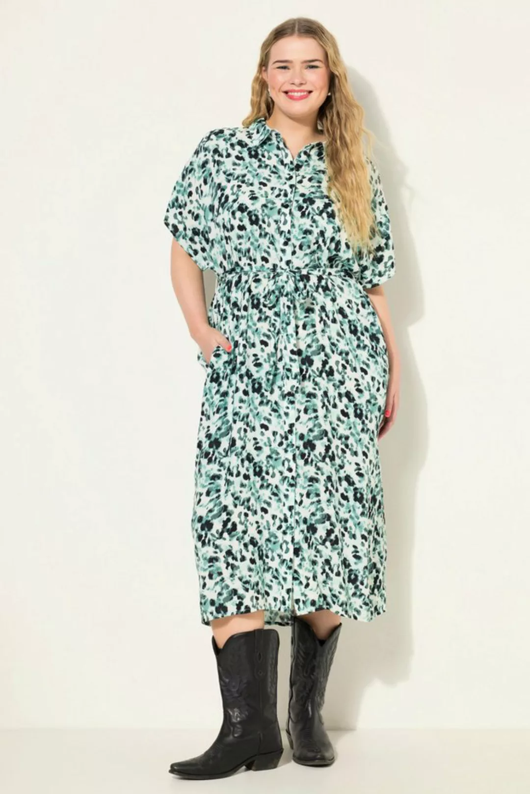 Studio Untold Hemdblusenkleid Hemdblusen-Midikleid oversized Allover-Print günstig online kaufen