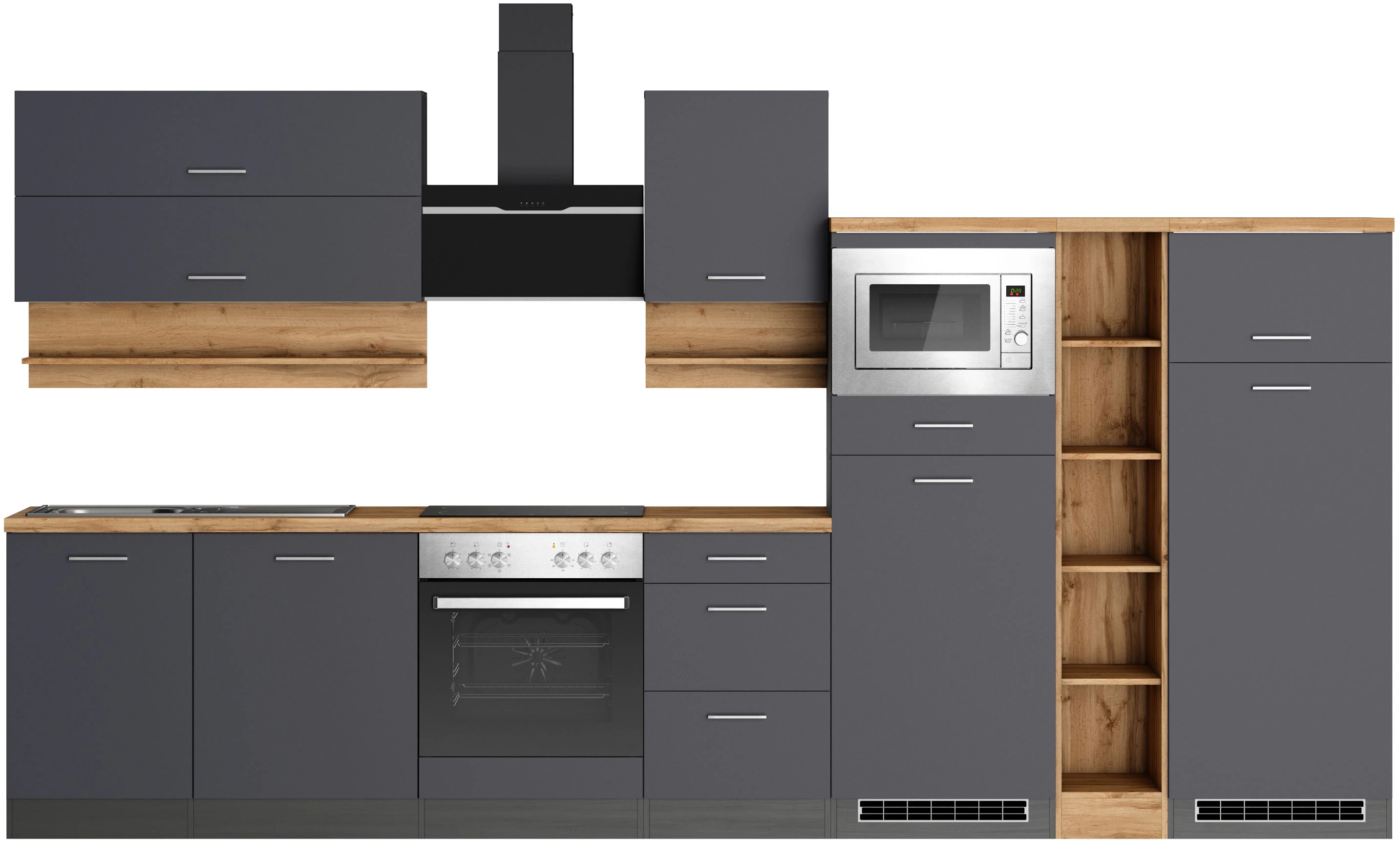KOCHSTATION Küchenzeile "KS-Milan", 370 cm breit, robuste Metallauszüge, vi günstig online kaufen