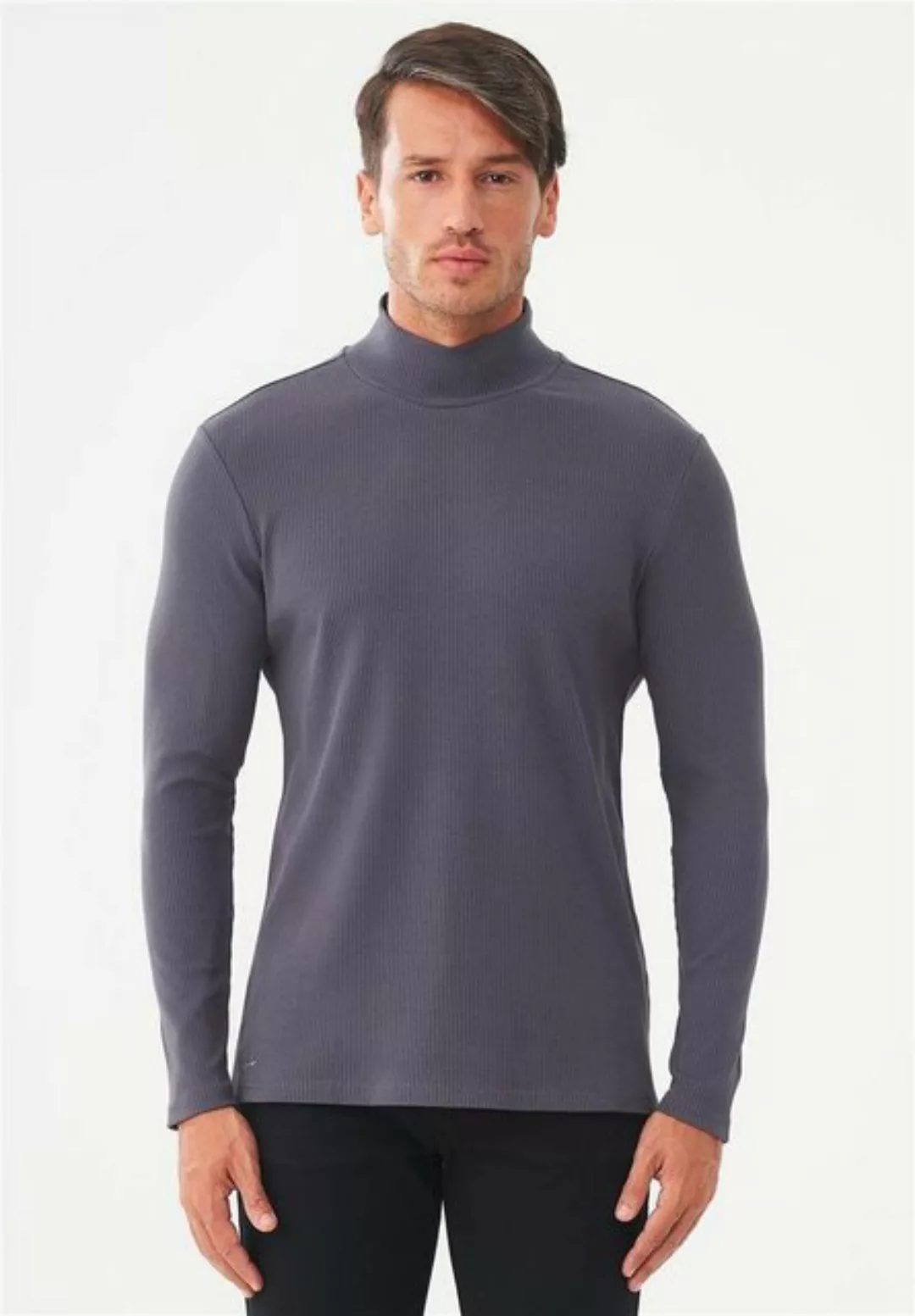 Geripptes Henley Langarmshirt Aus Bio-baumwolle günstig online kaufen