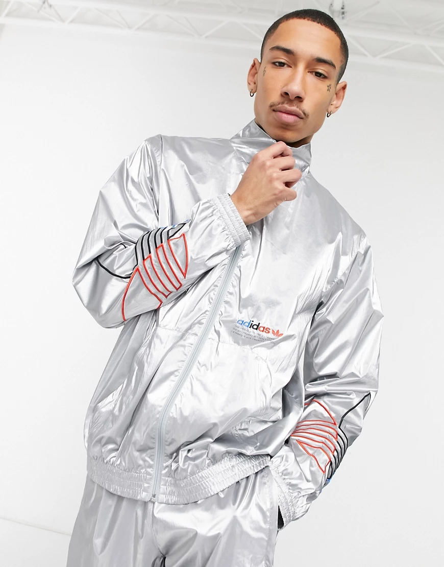adidas Originals – adicolor Tricolor – Trainingsjacke in Silber günstig online kaufen