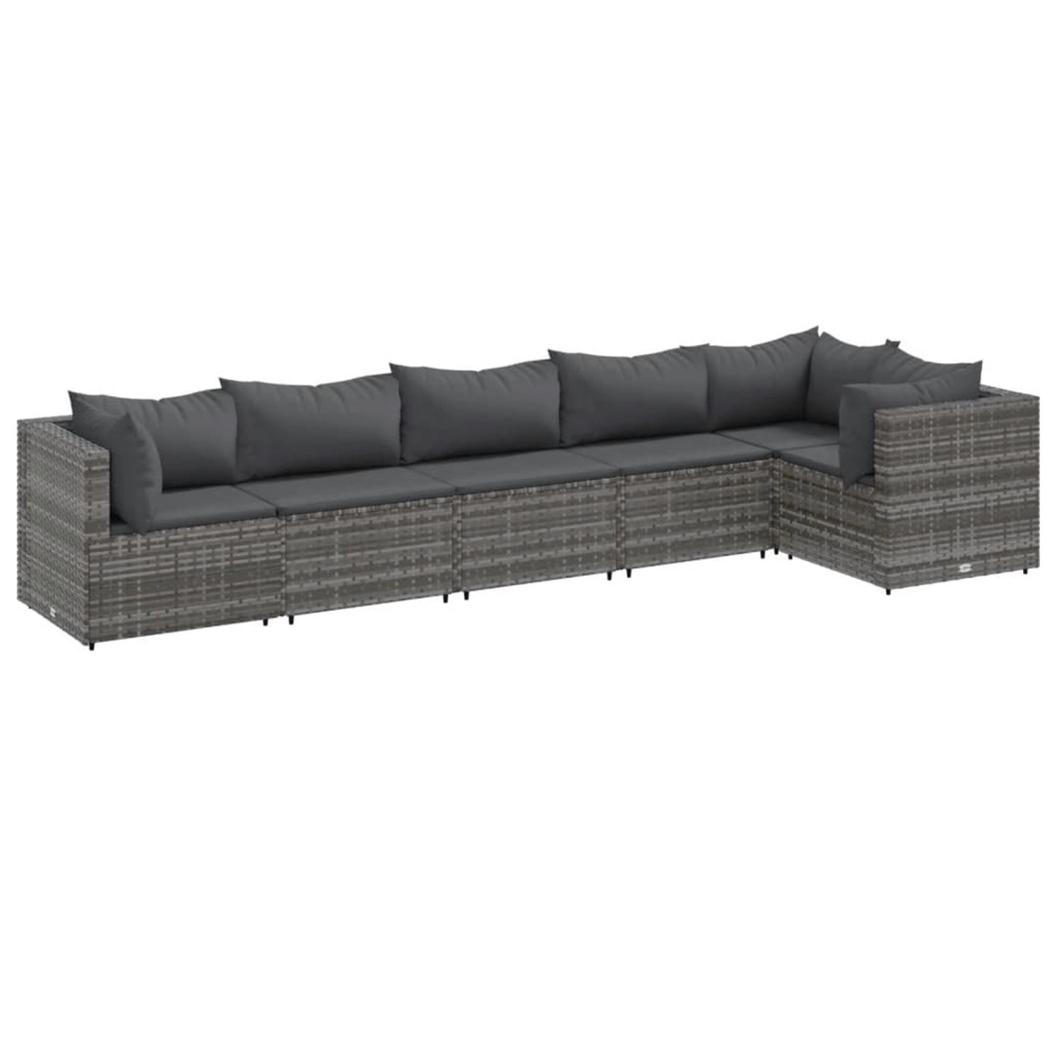 vidaXL 6-tlg Garten-Lounge-Set mit Kissen Grau Poly Rattan Modell 76 günstig online kaufen