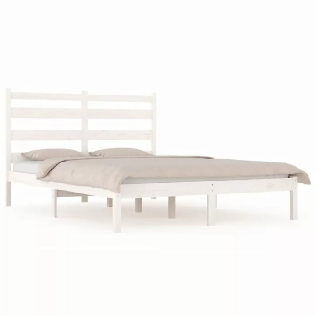 furnicato Bett Massivholzbett Weiß Kiefer 200x200 cm günstig online kaufen