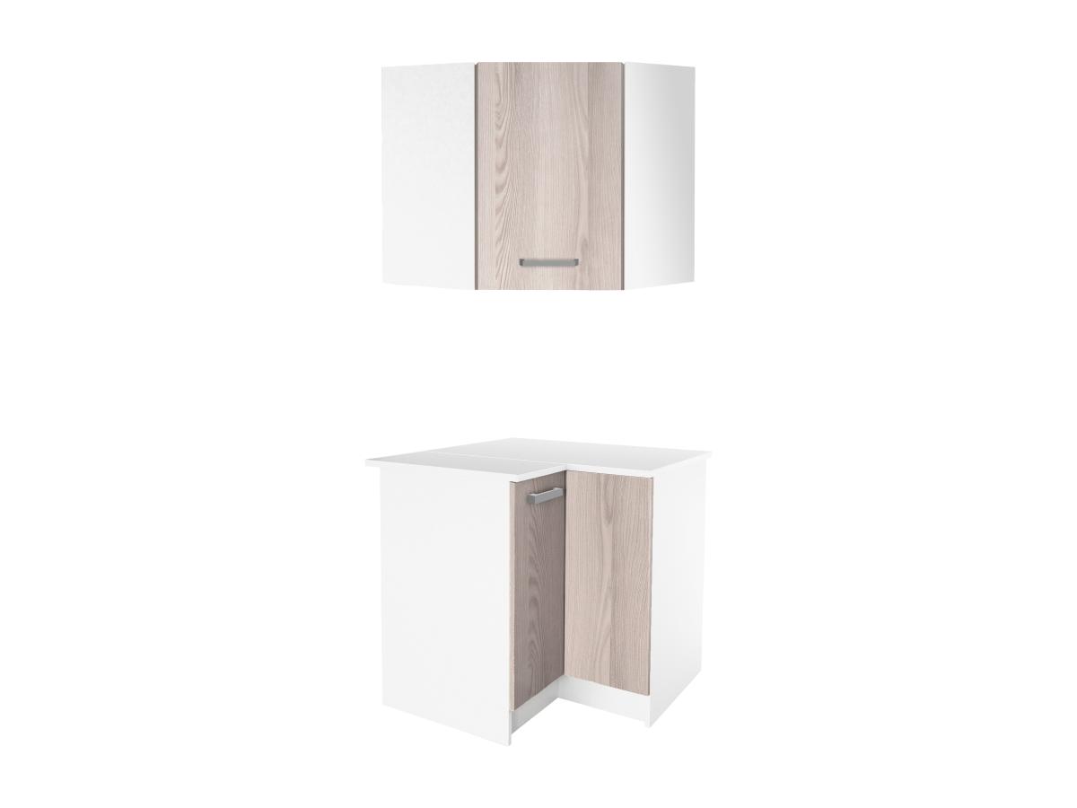 Kücheneckschränke - 1 Unterschrank & 1 Oberschrank - 2 Türen - Holzfarben & günstig online kaufen