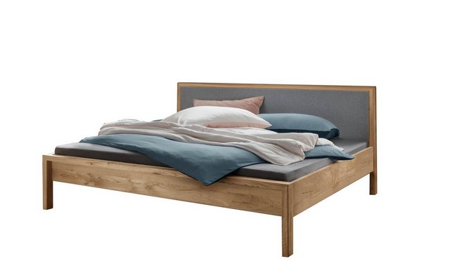 Natur24 Bett Doppelbett Bett Aalbe 200x200 Eiche Massiv Filz-Kopfteil günstig online kaufen