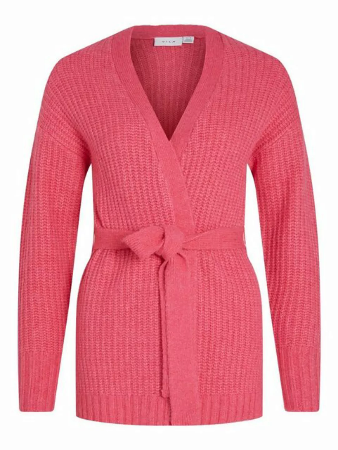 Vila Cardigan Feinstrick Cardigan Stretch Jacke mit Gürtel VIFELO 4843 in P günstig online kaufen