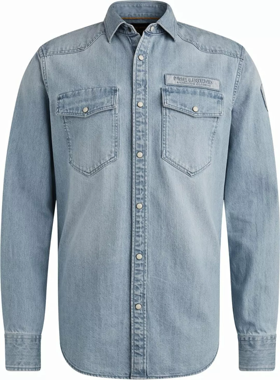 PME LEGEND Jeanshemd Long Sleeve Shirt Bleach Indigo denim mit Kentkragen günstig online kaufen