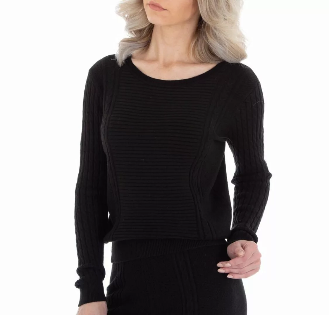 Ital-Design Strickpullover Damen Freizeit Stretch Strickpullover in Schwarz günstig online kaufen