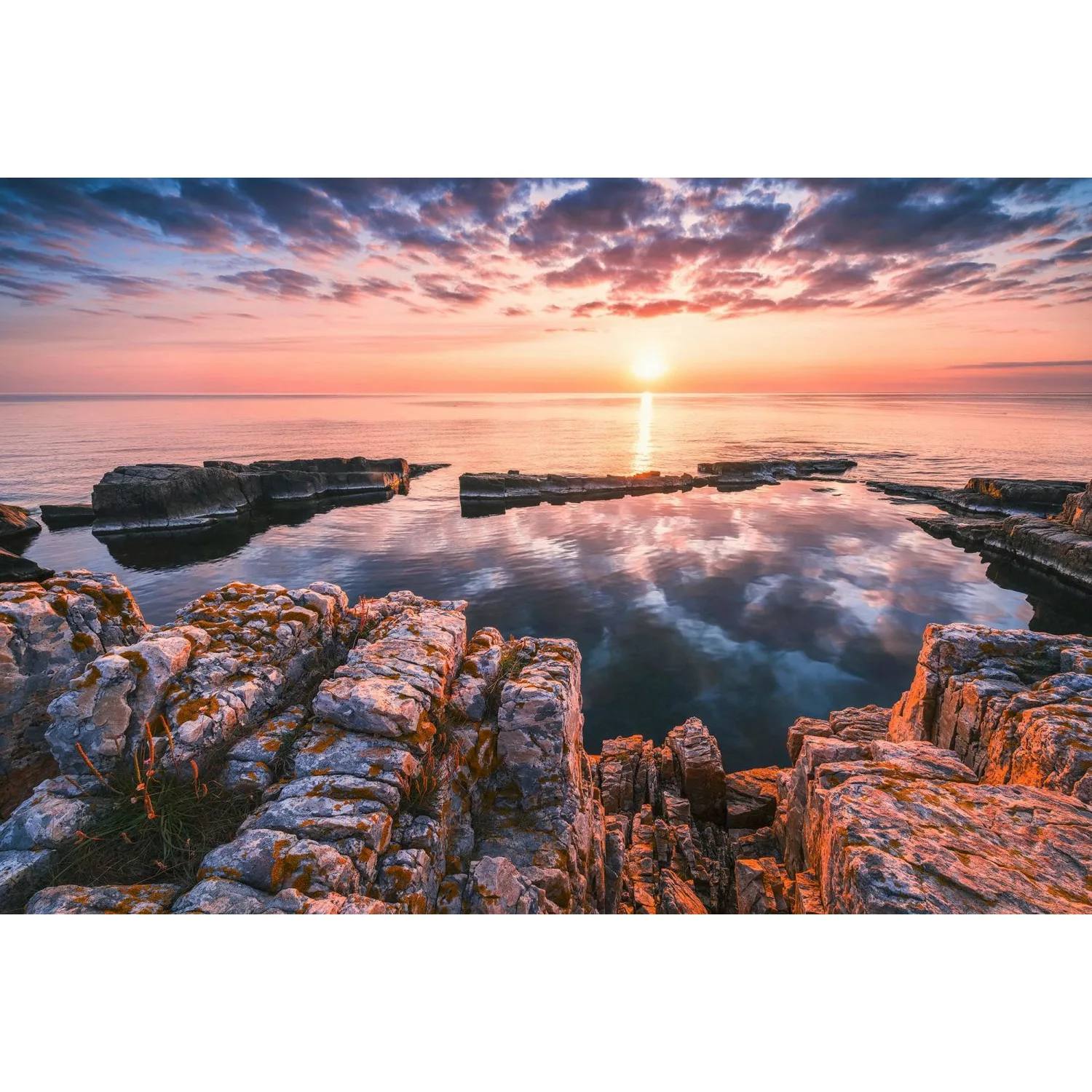 Komar Fototapete Spiegelküste Rosa und Grau 368 x 248 cm 611149 günstig online kaufen