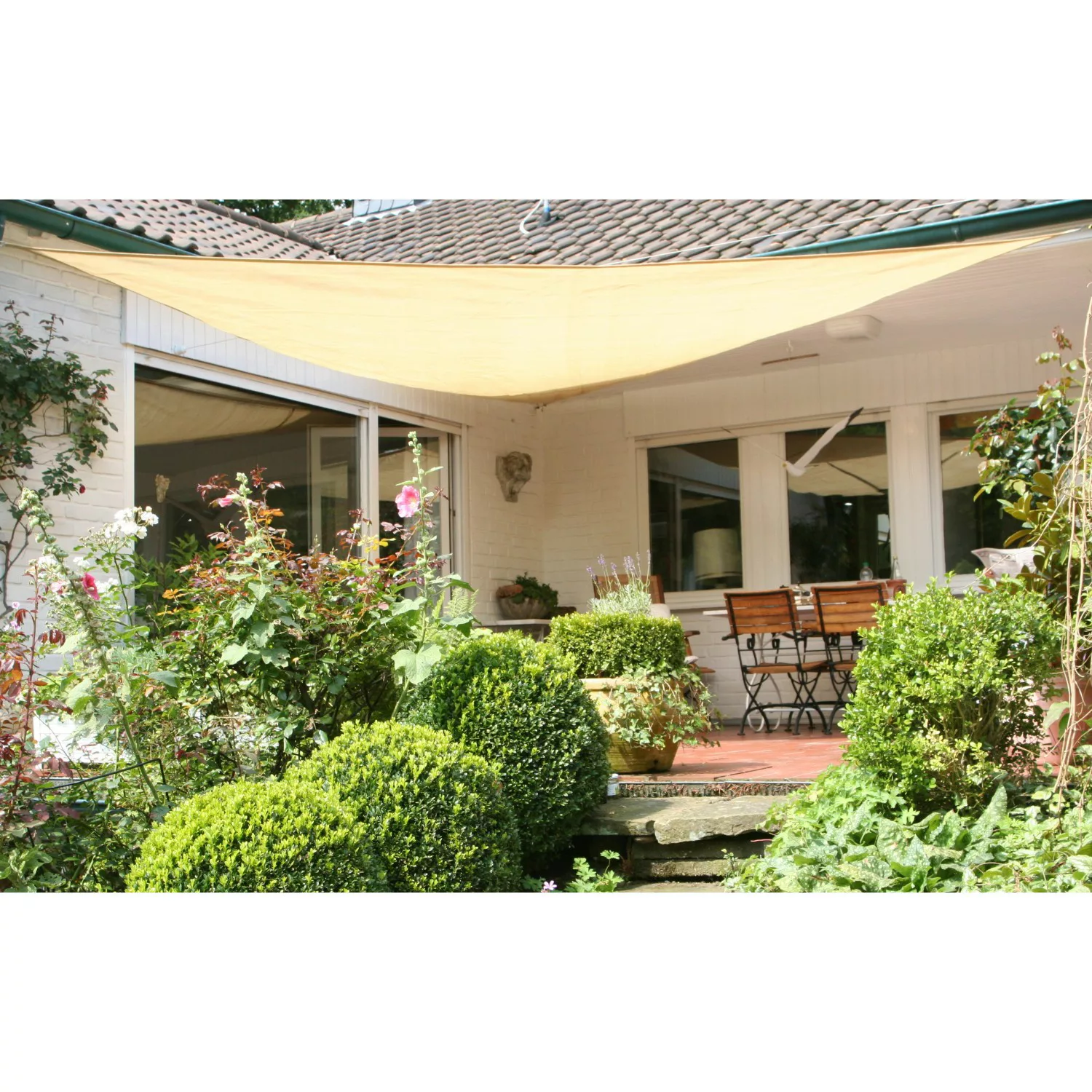 Floracord Dreiecksonnensegel Weizen 500 cm wind- u. wasserdurchlässig günstig online kaufen