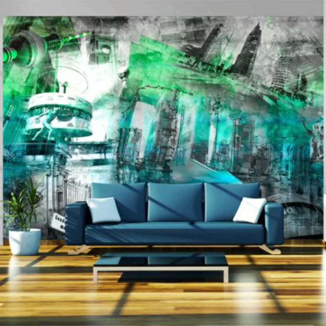 artgeist Fototapete Berlin - Collage (grün) grün/grau Gr. 400 x 280 günstig online kaufen