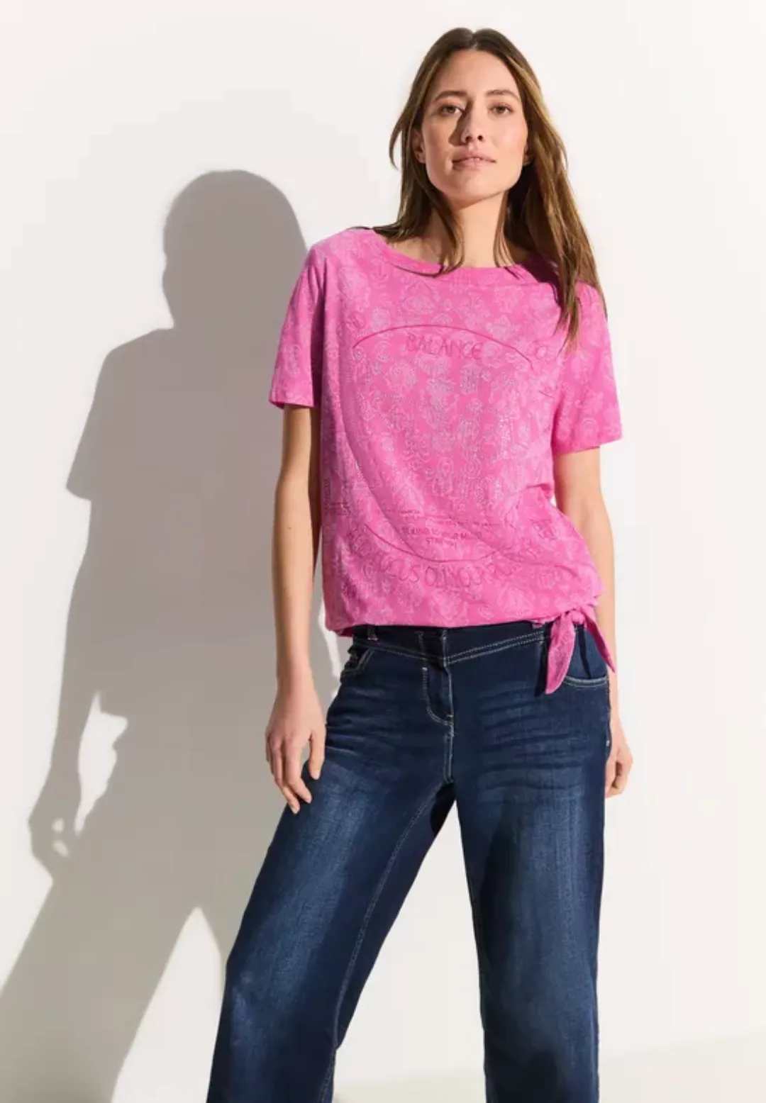 Cecil Kurzarmshirt - kurzarm T-Shirt mit Print und Dekosteinen günstig online kaufen