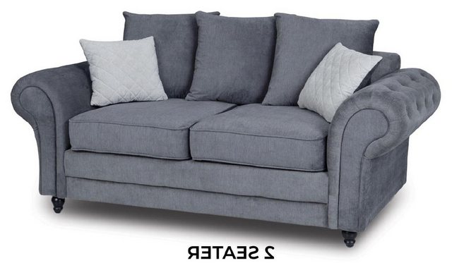 Xlmoebel Sofa Zweisitziges Chesterfield-Sofa mit grauem Stoffbezug, Hergest günstig online kaufen