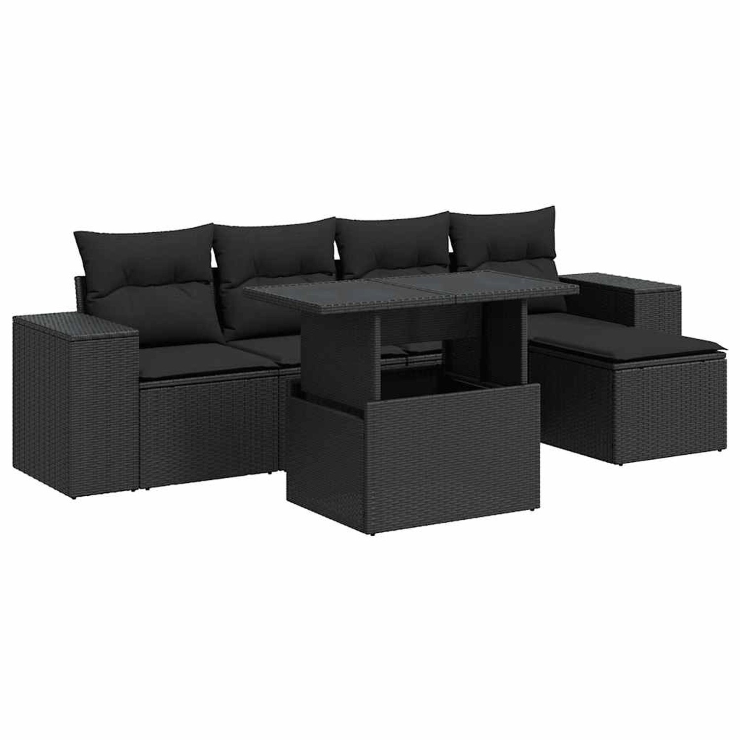 vidaXL 6-Tlg Garten-Sofagarnitur mit Kissen Schwarz Poly Rattan 3326776 günstig online kaufen