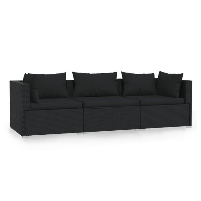 Vidaxl 3-sitzer-sofa Mit Kissen Schwarz Poly Rattan günstig online kaufen