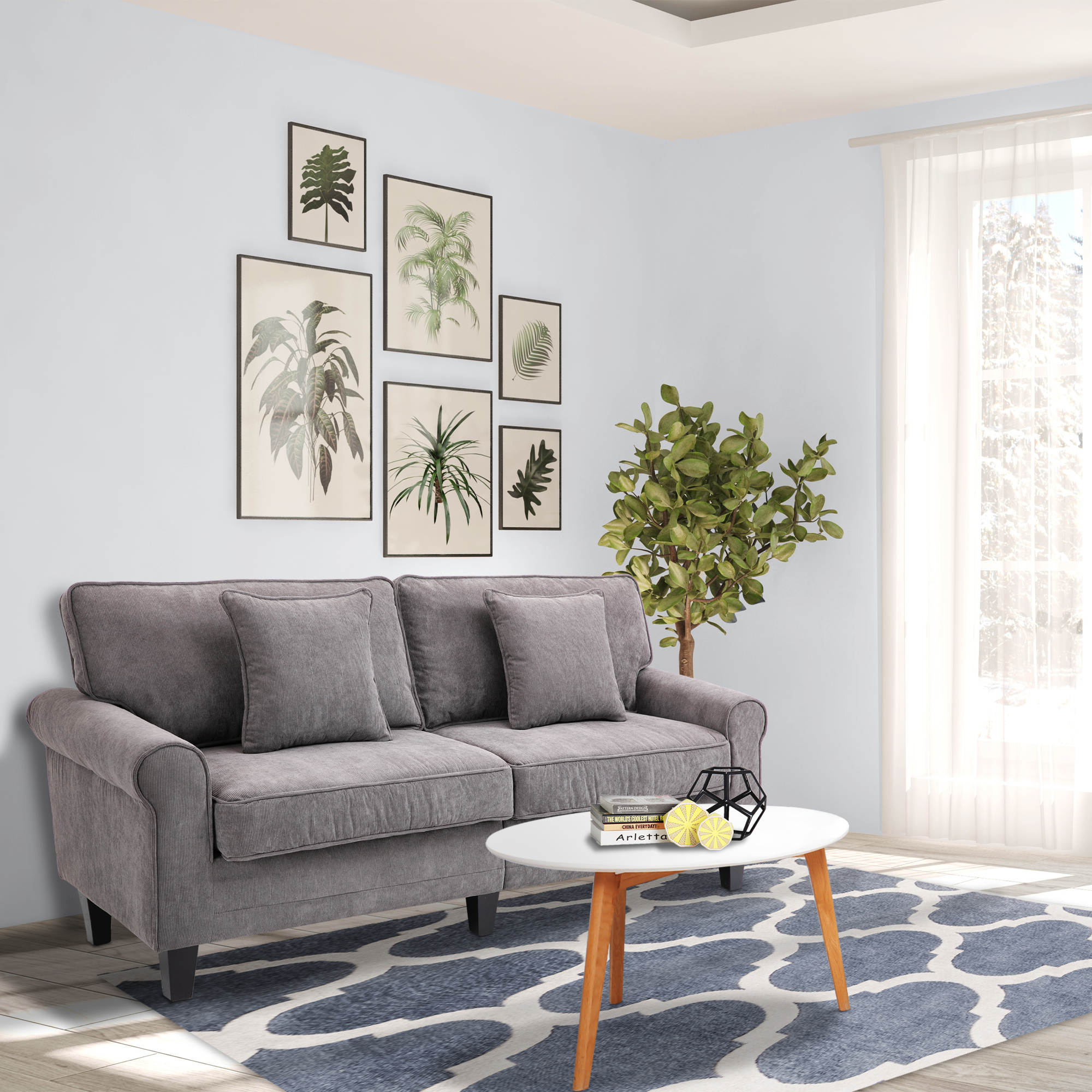 HOMCOM 3-Sitzer-Sofa aus geripptem Samtstoff, Sofa für Wohnzimmer, 197 cm, günstig online kaufen