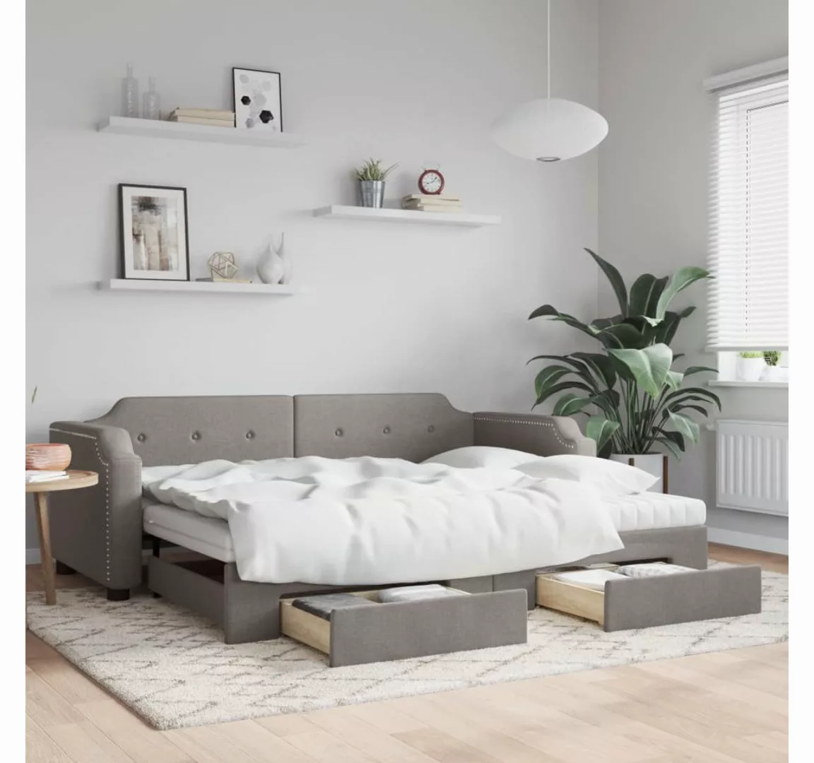 vidaXL Gästebett Gästebett Tagesbett Ausziehbar mit Schubladen Taupe 80x200 günstig online kaufen