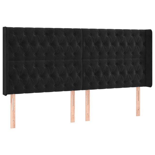 vidaXL Bett, Kopfteil mit Ohren Schwarz 203x16x118/128 cm Samt günstig online kaufen