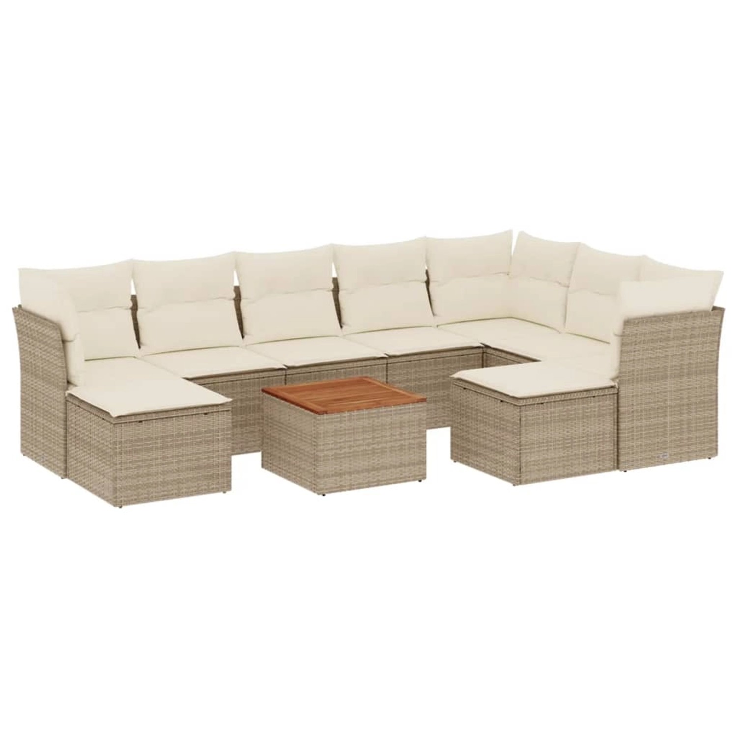 vidaXL 10-Tlg Garten-Sofagarnitur mit Kissen Beige Poly Rattan 3256296 günstig online kaufen