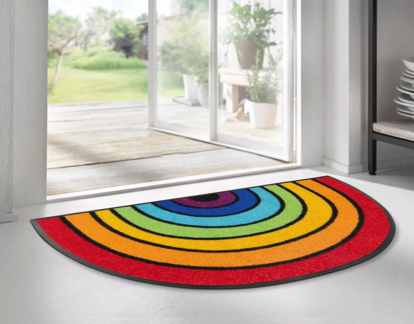 wash+dry by Kleen-Tex Fußmatte »Round Rainbow«, halbrund günstig online kaufen