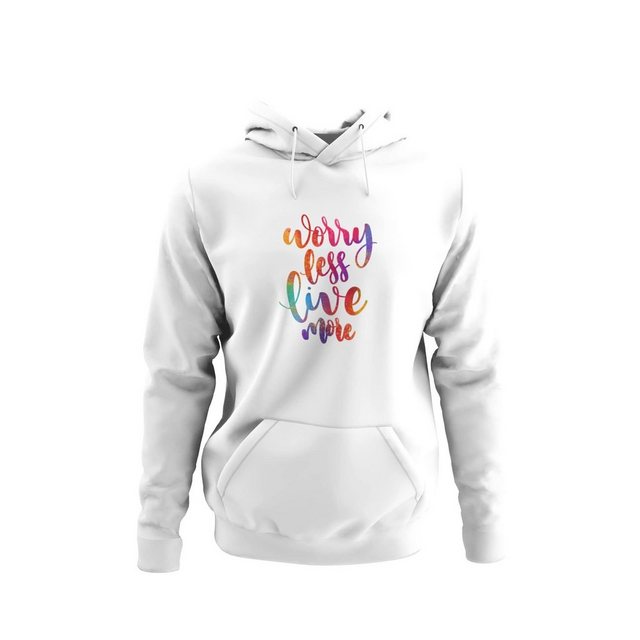 Novux Hoodie Worry less live more Damen Hoodie Farbe Weiß günstig online kaufen