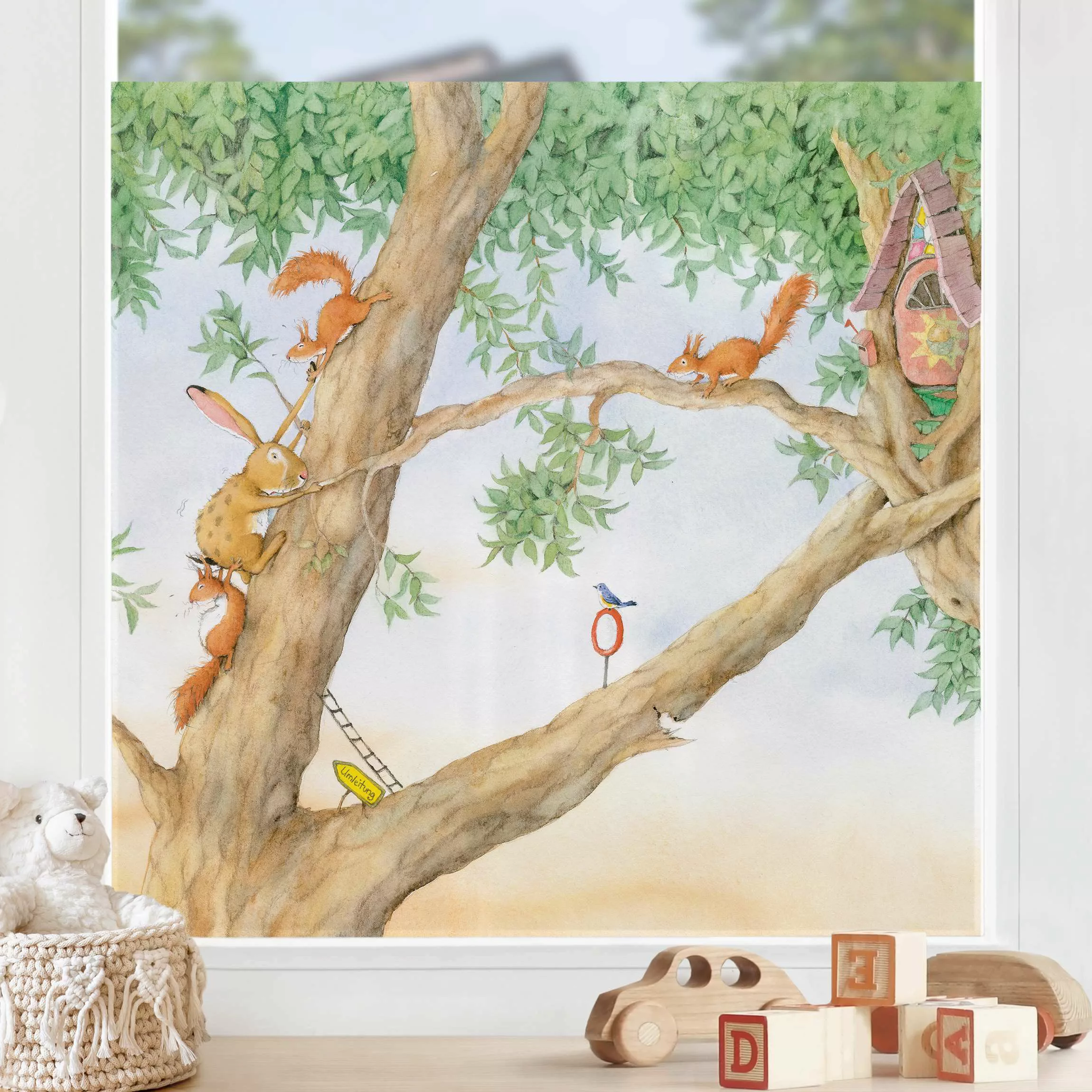 Fensterfolie Josi Hase - Wohnung der Eichhörnchen günstig online kaufen