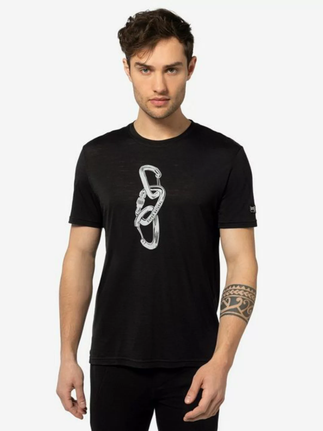 SUPER.NATURAL T-Shirt für Herren, Merino CARABINERI Kletter Motiv, atmungsa günstig online kaufen