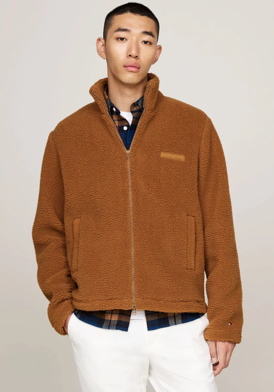 Tommy Hilfiger Sweatjacke "MONOTYPE TEXTURED FLEECE ZT", aus strukturiertem günstig online kaufen