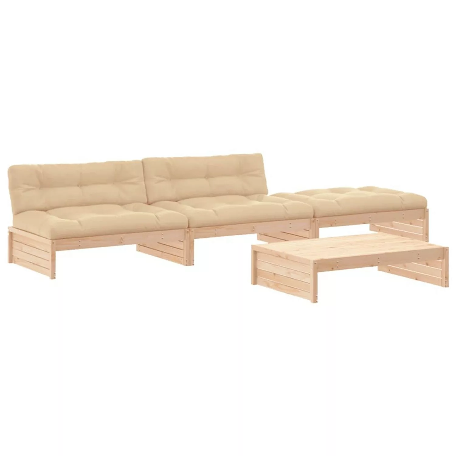 vidaXL 4-tlg Garten-Lounge-Set mit Kissen Massivholz Modell 5 günstig online kaufen