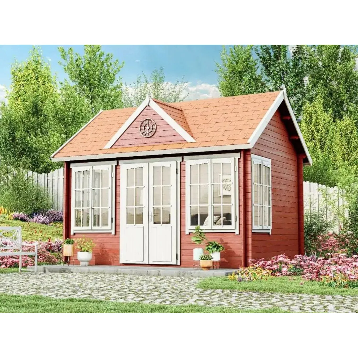 Alpholz Gartenhaus CLOCKHOUSE-28 Satteldach Unbehandelt 400 cm x 296 cm günstig online kaufen