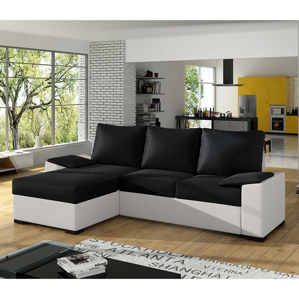 Couch Ecksofa in Schwarz und Weiß günstig online kaufen