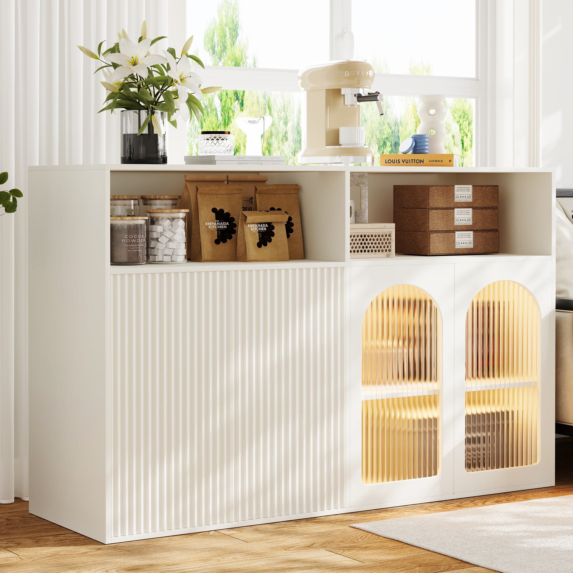 Sideboard Schrank mit Glastür, LED-Beleuchtung, vielseitig einsetzbar für W günstig online kaufen