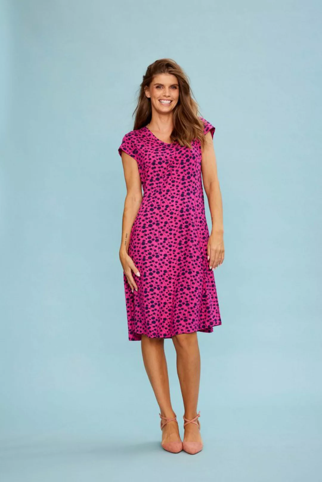 ZE-ZE Nordic Jerseykleid Shirtkleid Floret pink gemustert günstig online kaufen