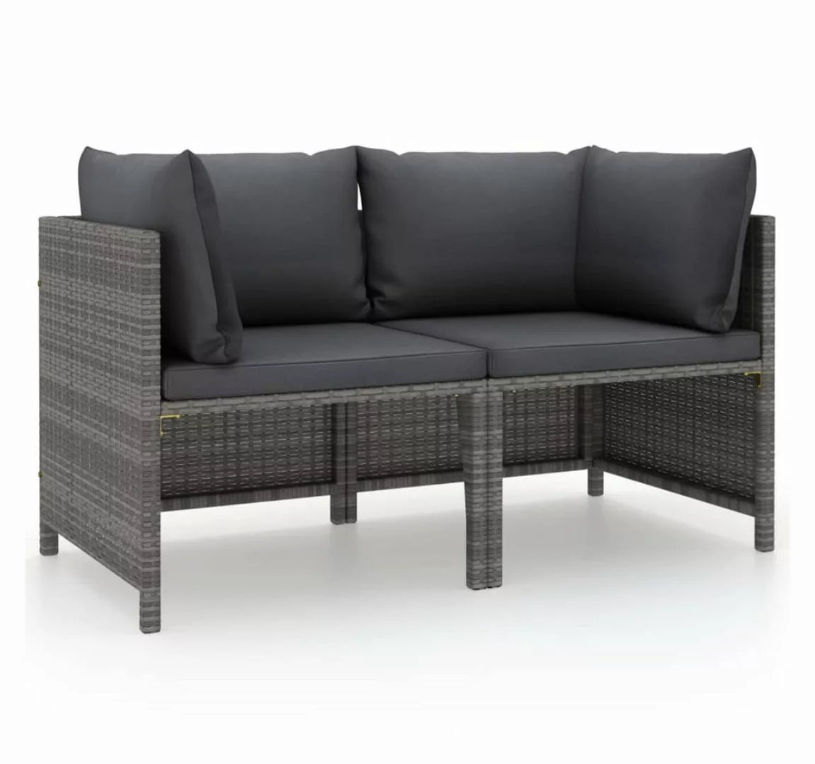 Vellora Big-Sofa 2-Sitzer-Gartensofa mit Polstern Grau Poly Rattan günstig online kaufen