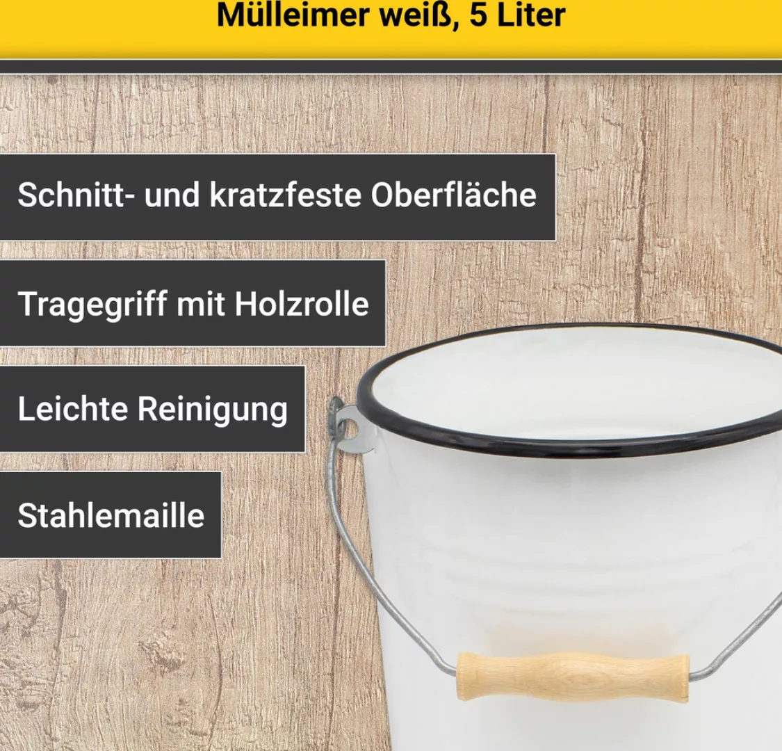 Krüger Mülleimer, Stahlemaille, 5 Liter, Made in Europe günstig online kaufen