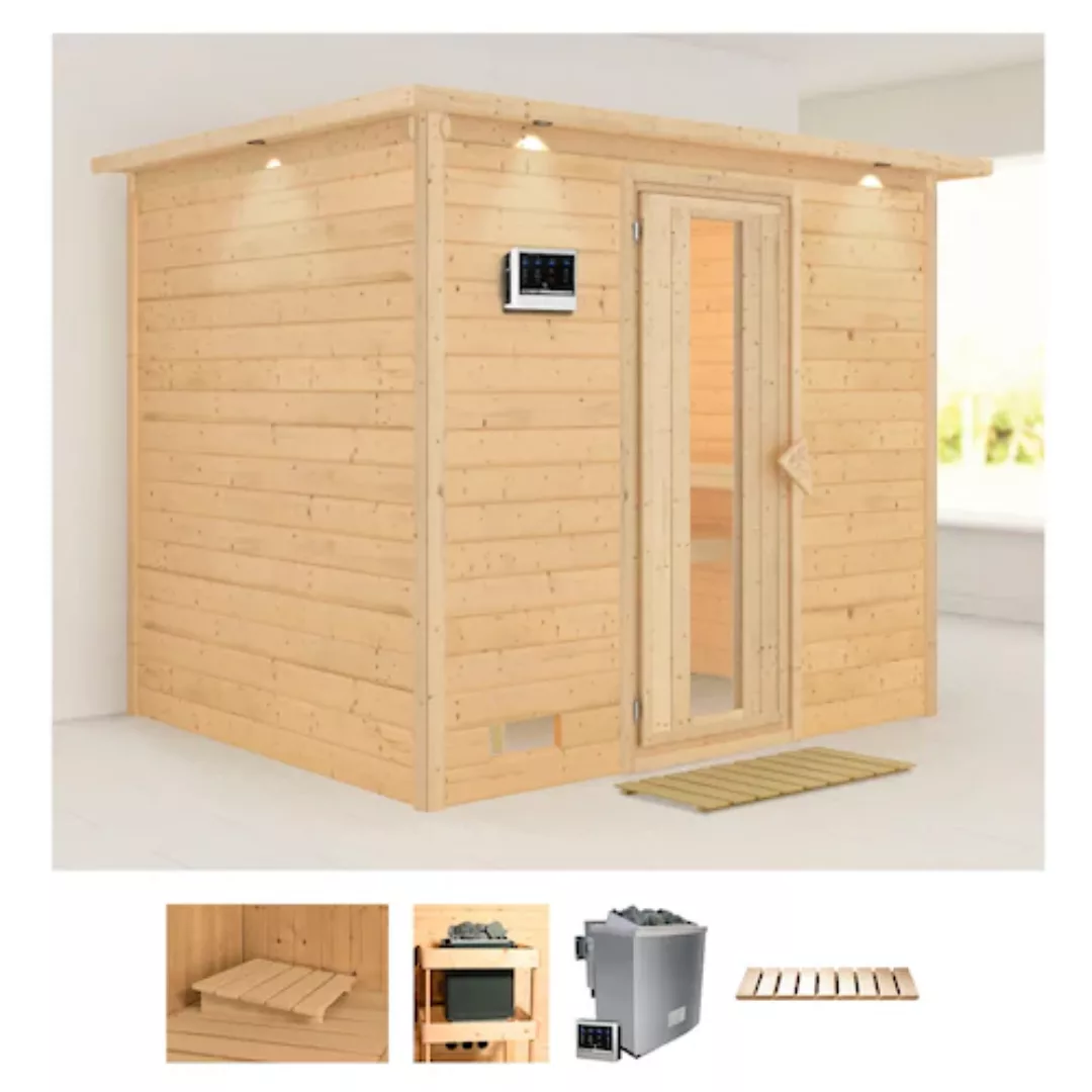 Karibu Sauna »Soraja«, (Set), 9-kW-Bio-Ofen mit externer Steuerung günstig online kaufen