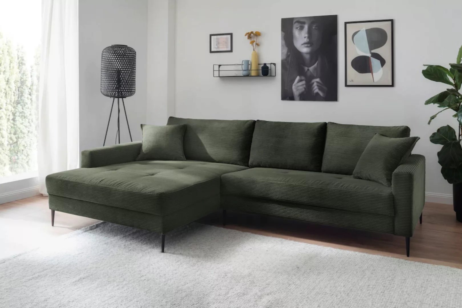 Trends by HG Ecksofa "Summer L-Form", in Cord-Stoff mit Metallfuß günstig online kaufen