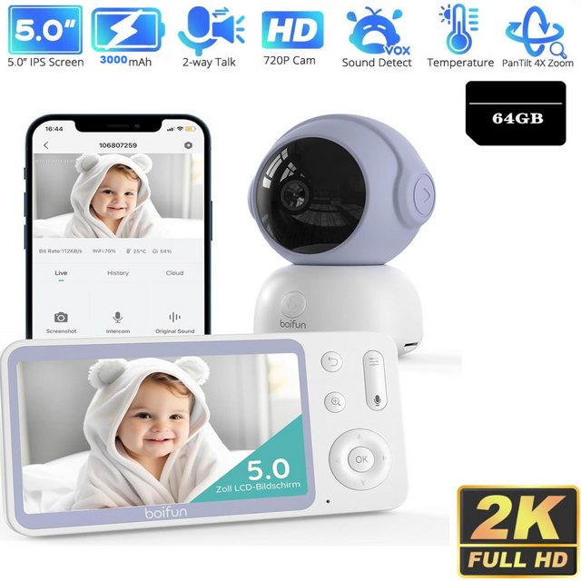 Boifun Babyphone Babyphone 720P mit Kamera 5 Zoll Baby Monitor, mit Kamera günstig online kaufen