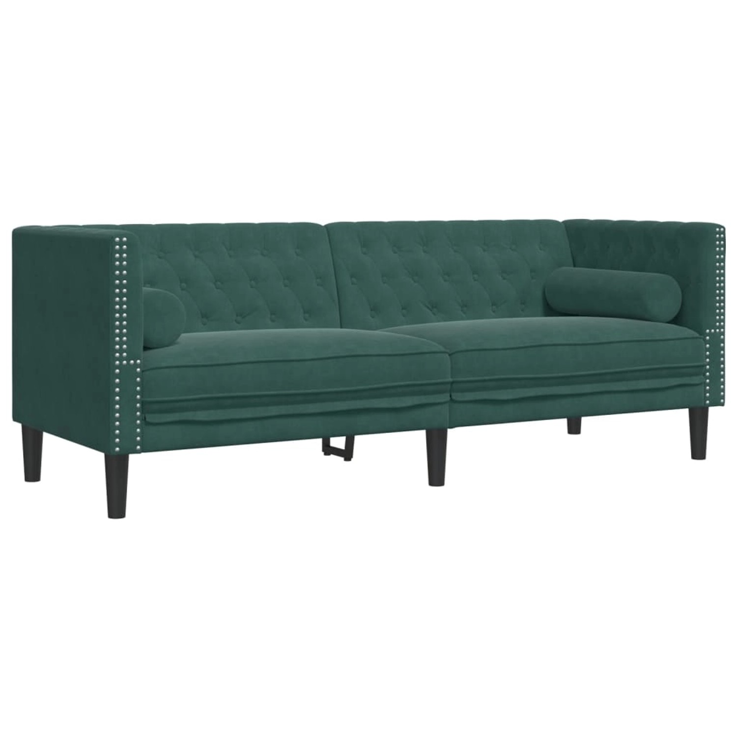 vidaXL Chesterfield-Sofa mit Nackenrollen 3-Sitzer Dunkelgrün Samt 2144774 günstig online kaufen