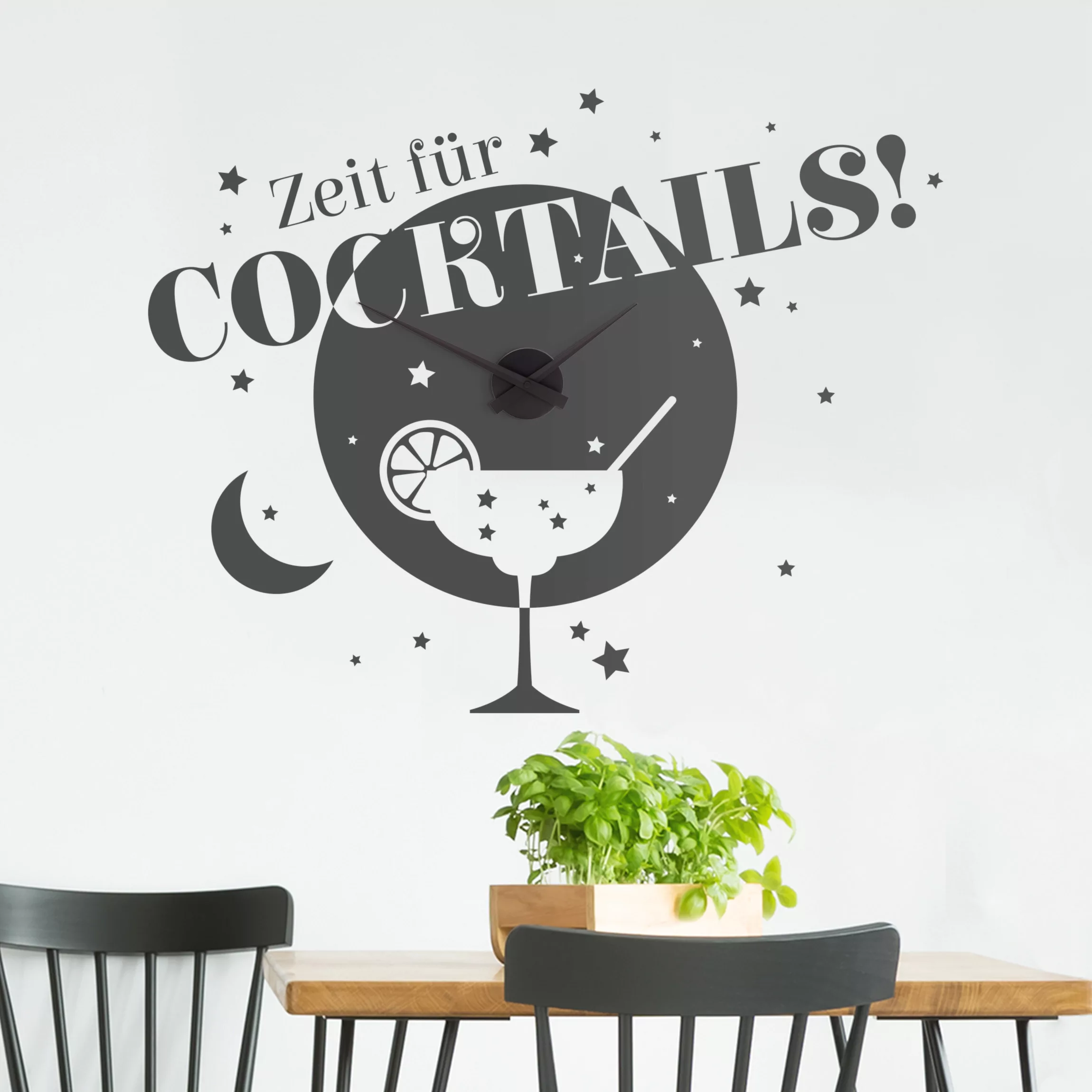 Wandtattoo-Uhr Zeit für Cocktails günstig online kaufen