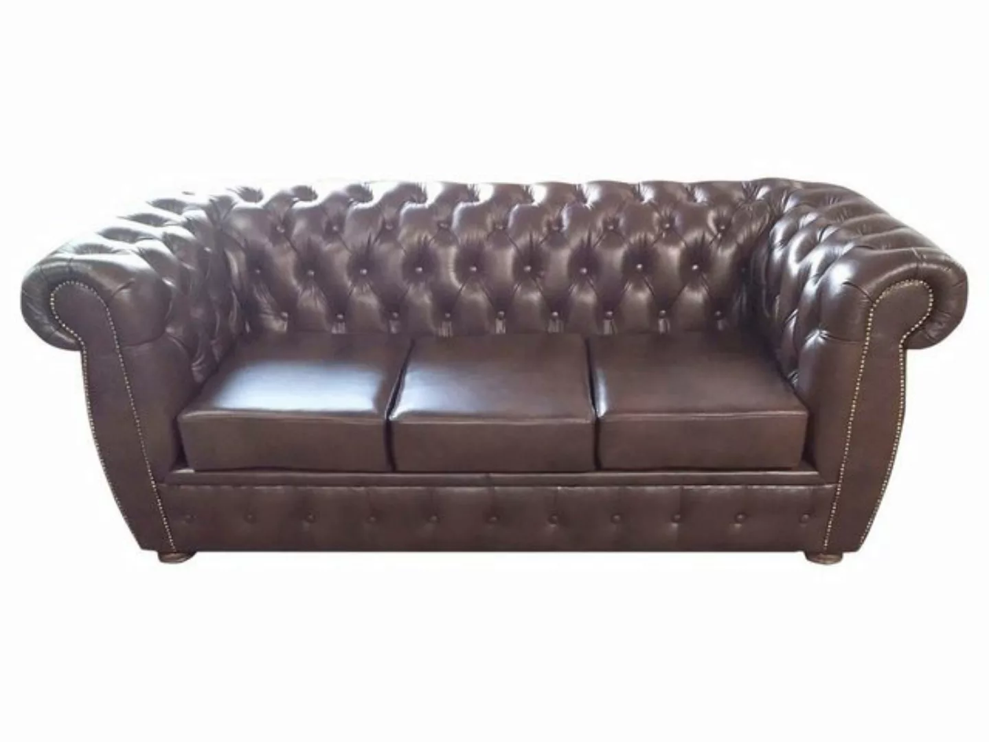 Xlmoebel Sofa Chesterfield Sofa Ledersofa Couch 3 Sitzer Original Braun Sof günstig online kaufen