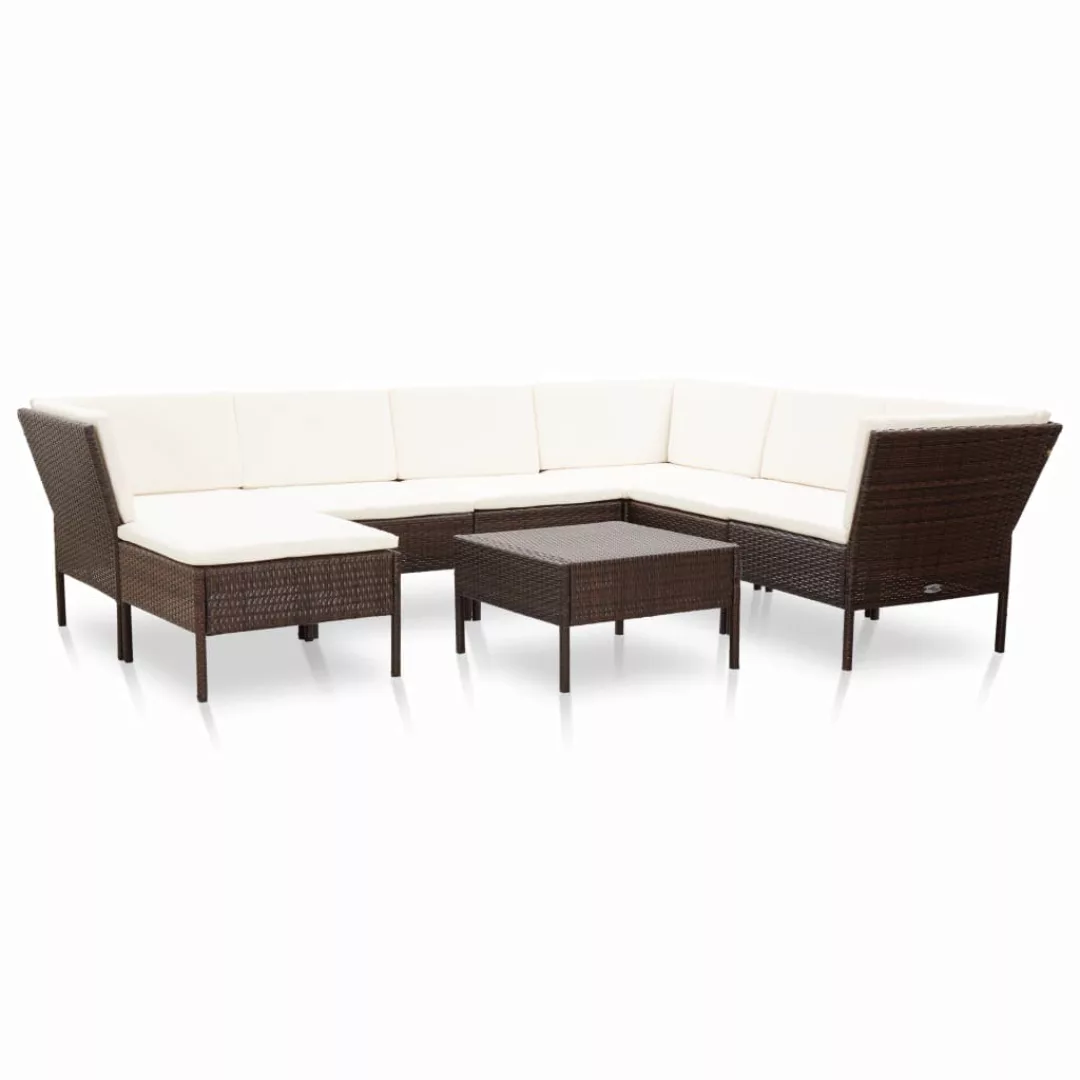 8-tlg. Garten-lounge-set Mit Auflagen Poly Rattan Braun günstig online kaufen