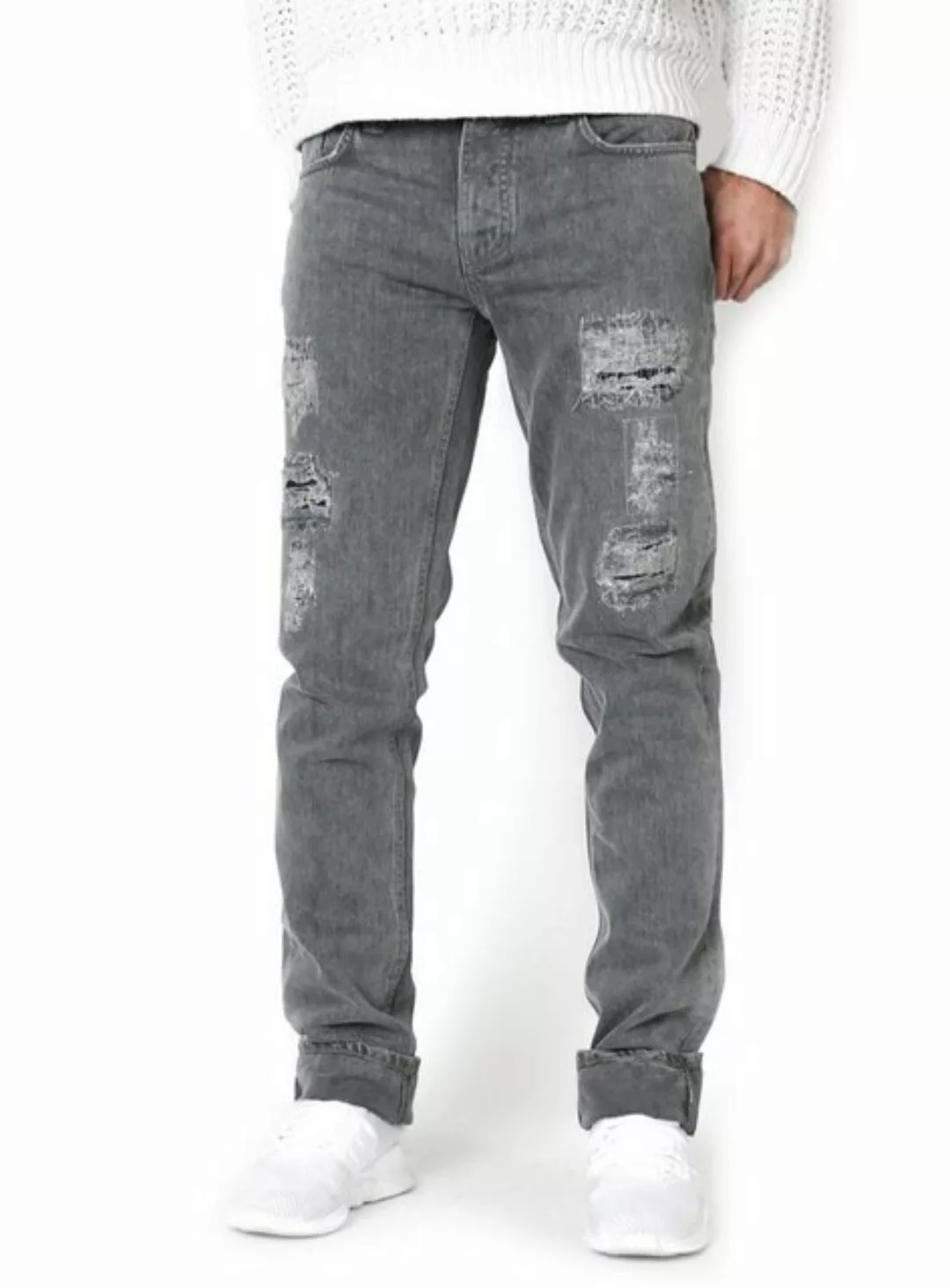 Nudie Jeans Slim-fit-Jeans Grim Tim Grey Phantom Destroyed günstig online kaufen