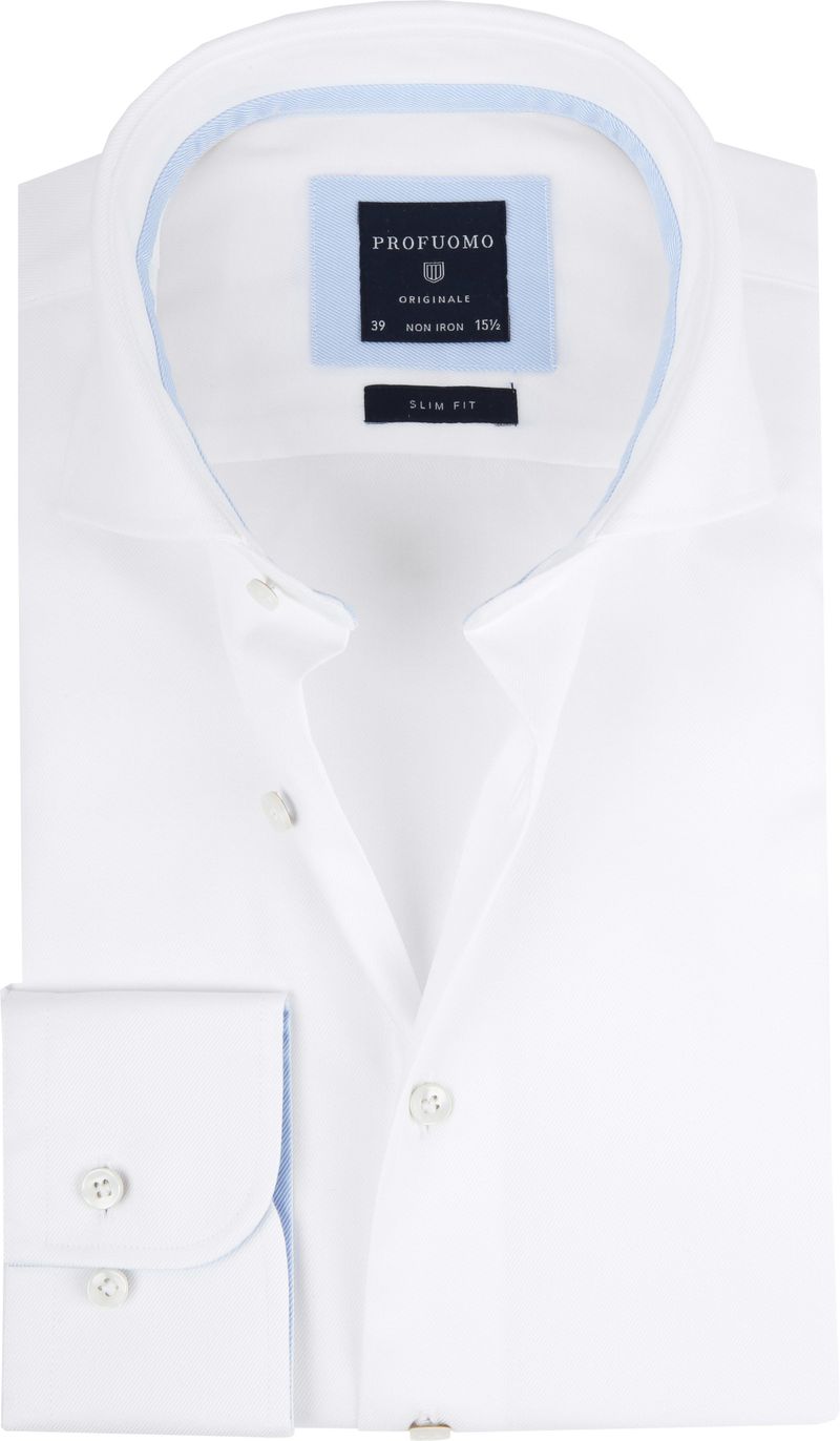 Profuomo Hemd Weiß Blau Akzent - Größe 40 günstig online kaufen
