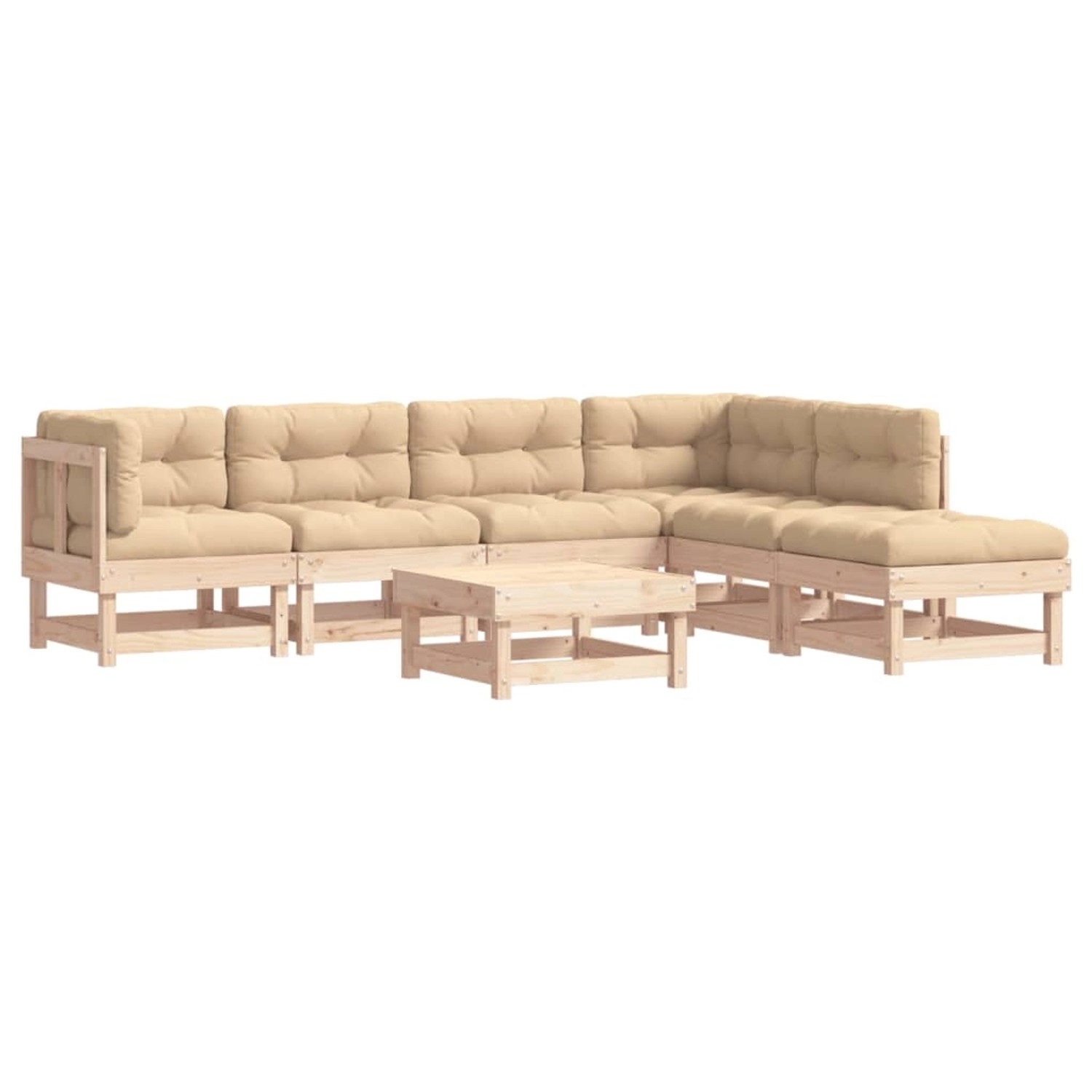 vidaXL 7-Tlg Garten-Lounge-Set mit Kissen Massivholz 3185955 günstig online kaufen