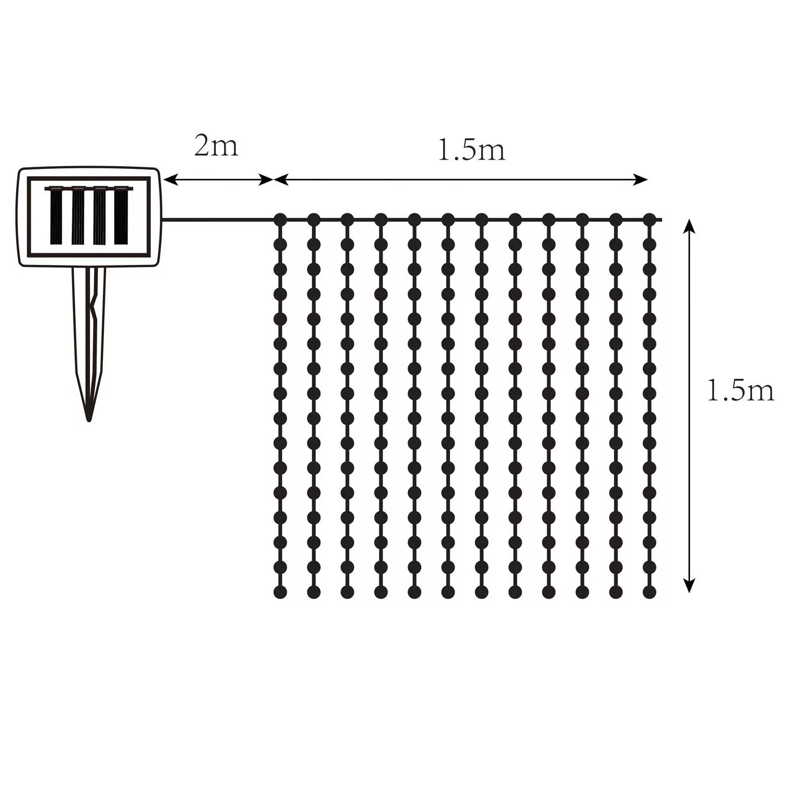 Solar-LED-Lichtervorhang IP44 150x150cm192-flammig günstig online kaufen