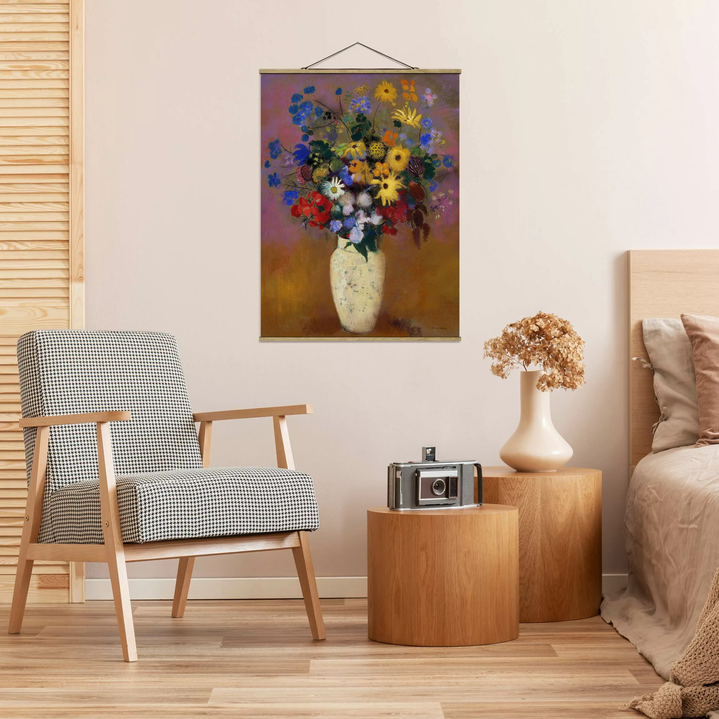 Stoffbild Kunstdruck mit Posterleisten - Hochformat Odilon Redon - Blumen i günstig online kaufen